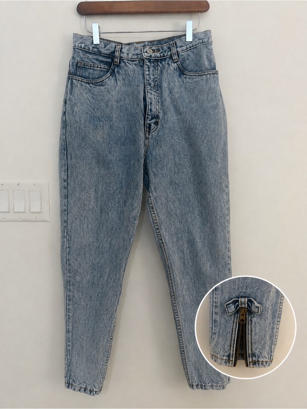 Vintage Jordache Jeans 13/14 High Waist Acid Wash Tapered Ankle Zip 100% Cotton